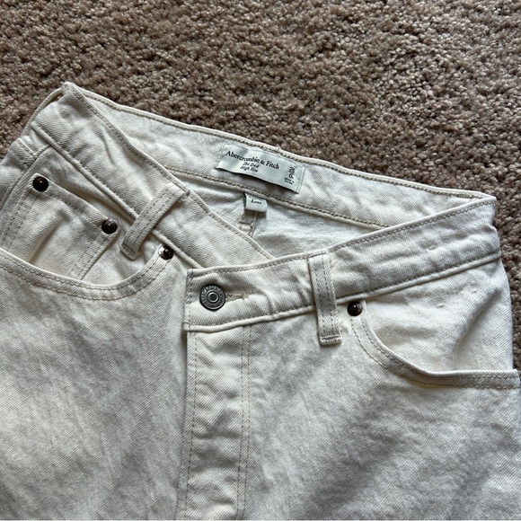 Abercrombie & Fitch Curve Love High Rise Dad Criss-Cross Waistband Jeans 25/0R - Picture 6 of 13